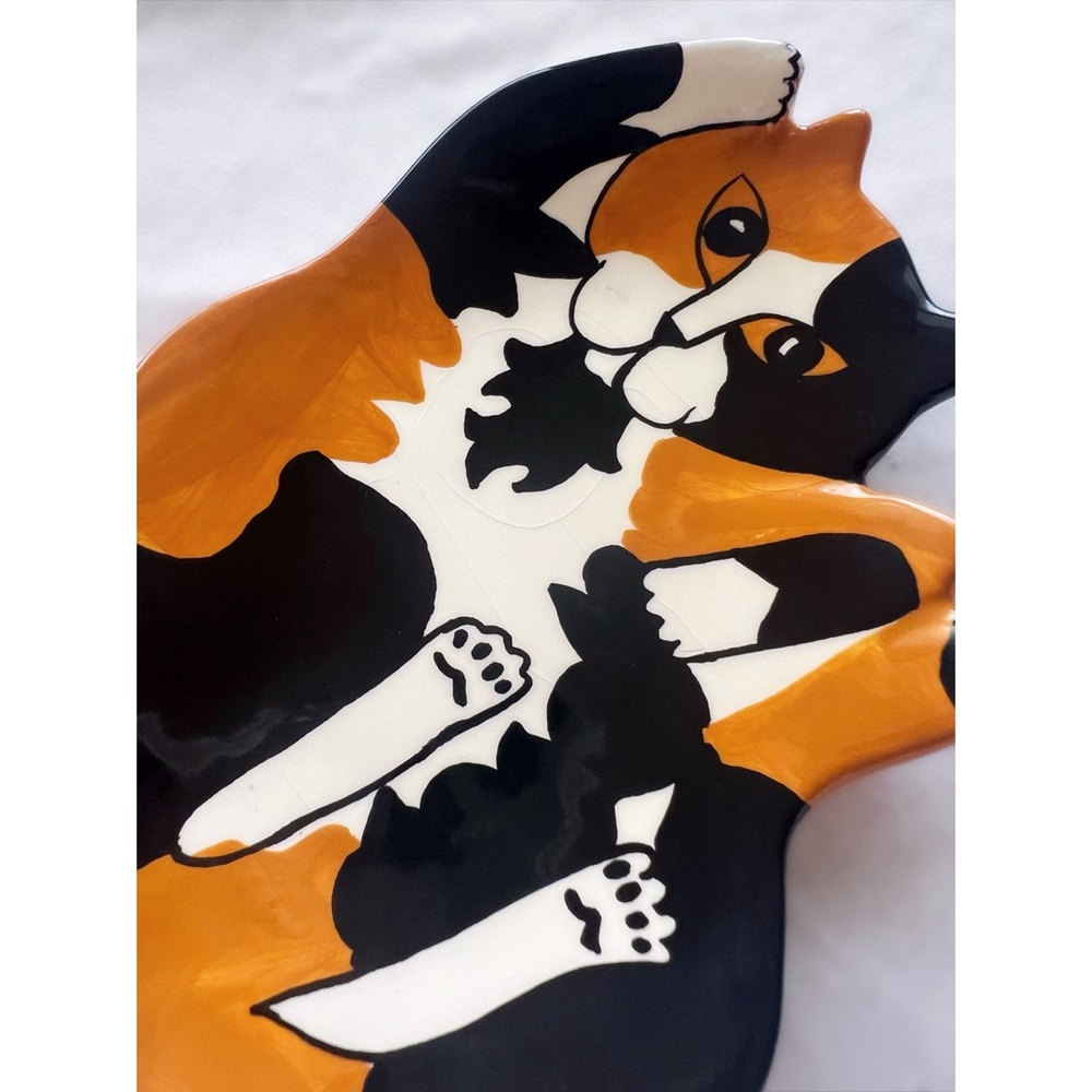 Vintage Nina Lyman Calico Cat Dish | Authentic 2001 Cats by Nina Ceramic Decor - Picture 4 of 5
